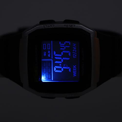 Heren digitale horloge, digitale Chronograaf horloge, Multifunctionele sport horloge schokbestendig Waterproof Retro Classic horloges voor studenten Men(Silver) 5