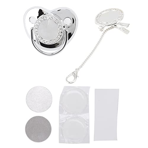 Baby Pacifyer, Baby Bling Pacifyer met Clip DIY Photo Decoration Pacifyer Clip Set voor pasgeborene(Zilver M)