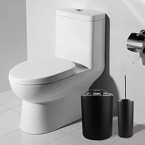 Badkamer Accessoires Set, 6 stuks, Zeepdispenser, Zeepbakje, Tandenborstelhouder, Aanrechtbeker, Toiletborstelhouder, Prullenbak, Badkamer Set (Zwart) 3