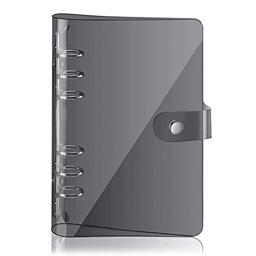 A5 Ring Binder Cover, Zachte PVC, 6 gaten, Ring Binder, Navulbaar, Waterdicht, Los blad Notebook Folder, Persoonlijke Planner Cover voor dagboek, Kantoor, Huis, School, Zwart