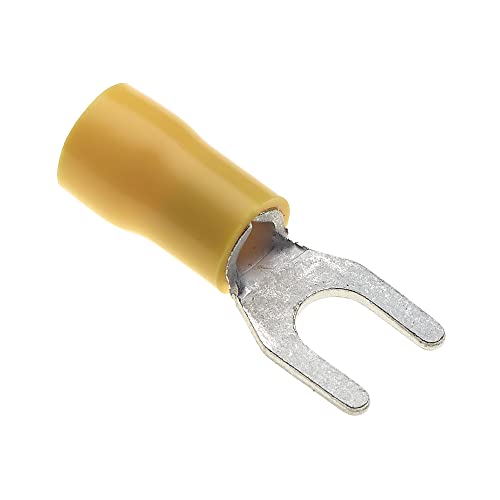 Vork Heat Shrink Connector, Pak van 100 - geel, 36A, 5mm - Heat Shrink Tubing Connectors, Vertind Koper Connectors, Geïsoleerde U-Type Wire Clips