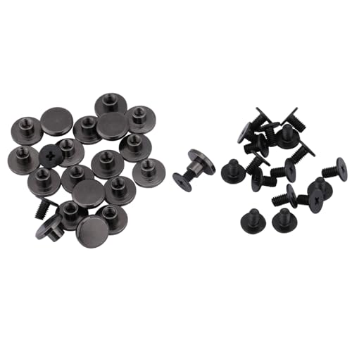 Messing platte hoofdgordel Rivets schroef gegalvaniseerde zwarte 20sets 5mm 8mm met glad oppervlak, Perfect voor tassen, schoenen, hoeden (5mm)