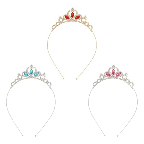 3 st Princess Crown Tiara Edelsteen Rhinestone Crown Elegant Rhinestone Crystal Tiara Sparkling haar accessoire voor meisjes voor verjaardag kerst carnaval bruiloft feest (3 kleuren)