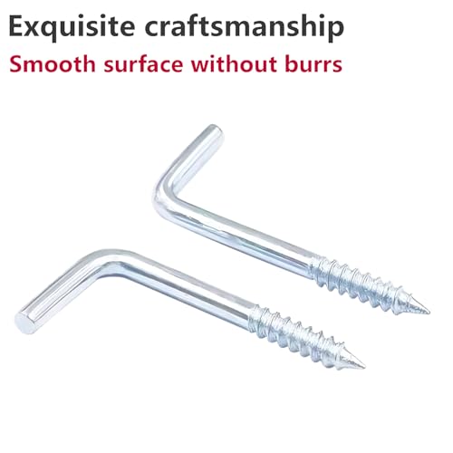 Verpakking van 20 schroefhaken, rechthoekige schroeven, M3.4 x 40 mm L vormhaakschroeven, wandhaakschroeven, schroeven voor opknoping 3