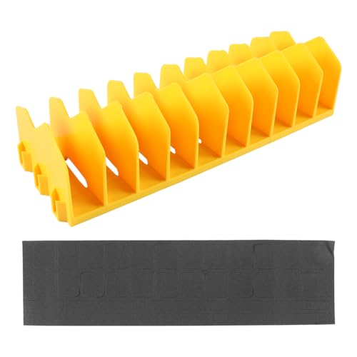 10-Slot Tang Organisator Rack Tang houder en Cutter met Non-Slip Rubber Base, Tray, Tongs Organisator, Geel 3