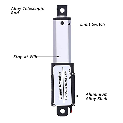 Elektrische Lineaire Actuator Mini Elektrische Lineaire Beweging Actuatoren 30mm Stroke DC 12V Waterdichte Lineaire Actuator Korte Circuit(Stroke 30mm-4mm/s-150N) 3