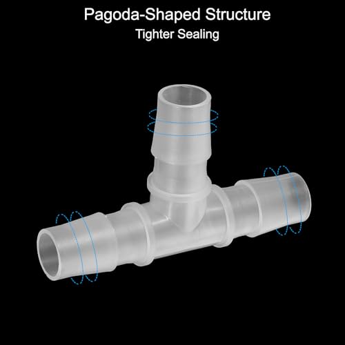 5/8" Plastic Tee Slang Barb Fitting, 10Stuks Gelijke T-vormige 3-Way Joint Splicer Mender Adapter Unie Intersectie Barbed Draad Split voor lucht water brandstof gas vloeistof pijp, Transparant 4
