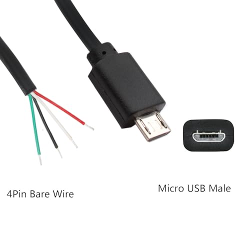 10 stuks Micro-USB Pigtail Kabel, USB Plug naar 4 Pin Blanco Kabel, 28 AWG, 2A, 4-Wire Extension Kabel met Open End 3