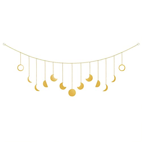 Maan Boho Fase Muur hangen Garland hangen ornamenten hangen kunst kamer decor Boho kamer voor slaapkamer bruiloft thuis kantoor kinderen kamer slaapzaal decor (Gold)