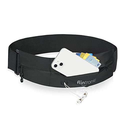 Running Belt, Fitness Belt met verstelbare elastische band, 2 onafhankelijke zakken en oortelefoon gat, Sweatproof Tas