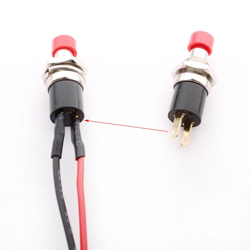 4 st. 7mm Pre-Wired Mini Zelfrem duwschakelaar, AAN/UIT 2 Pin Rond duwknop voor auto, boot, Arduino, DIY, AC 250V/1.5A, 125V/3A, Mini duwknop (rood) 5