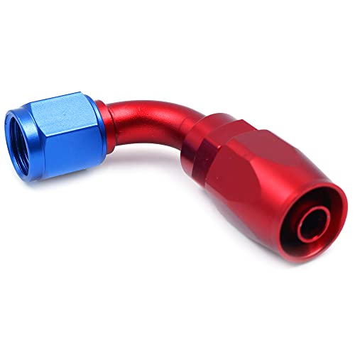 2 Pack 6AN Swivel slang einde passen 90 graden voor gevlochten CPE brandstof slang blauw rood 3