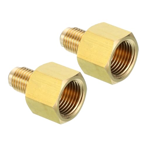 3/8 Inch Vrouwelijke Flare x 1/4 Inch Male Flare Connector, 2Scs SAE 45 Degree Flare Brass Adapter Flare Pipe Fitting voor Air Gas Line Cooling HVAC