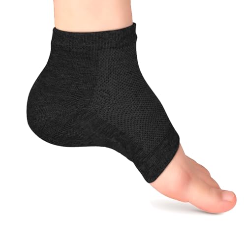 Hoogteverbetering Inlegzool Sokken 3,5cm Binnenkant Heel Pads voor mannen en vrouwen, Non-Slip SEBS Half Kussens, Bionic Thickened Sock Covers, Black, Nylon Cotton 5