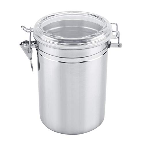 Roestvrij staal luchtdichte Canisters, Koffie en voedselopslag Container, Canister Food Storage Jar met duidelijke deksel en sluitklem (1900ML)