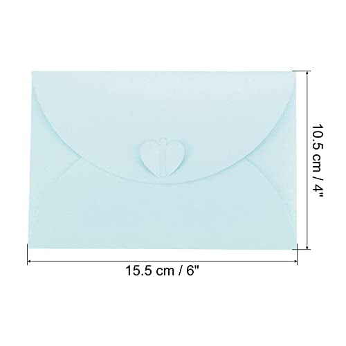 Cadeaukaart Enveloppen, 24 stuks, Hartsluiting, Foto Cadeaubon Houders Mini Envelop voor verjaardagen, bruiloften, lichtblauw