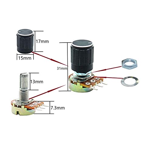 20st enkele potentiometer 3PIN draaien potentiometer terminal lineair 5 types potentiometer voor Raspberry (B5K B10K B20K B50K B100K) 5