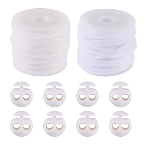 15m Holle Pijp Rubber koord met Plastic koord sloten 2mm 3mm Stitch houder Tube Cords Witte brei Barber Cords voor sieraden maken DIY ambachten
