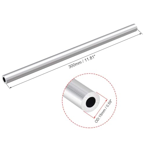 1Pc 6063 Aluminium Ronde Tube, 15mm OD 8mm ID 300mm Lengte Naadloos Aluminium Straight Tube Pipe Tubing voor Industrie DIY Projecten