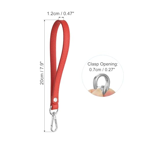 PU lederen sleutelhanger met metaal zilver Ring Sleutelhanger slot Anti-Loss Gesp voor Wallet Bag Rood Zilver Rood 20cm