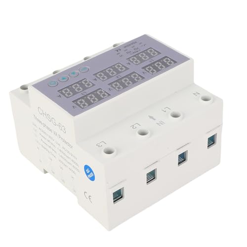 AC23-300V Vermogensmeter 3 fase DIN Spoor Voltmeter Ammeter Automatische Overspanning Overstroombeveiliging Digitale 3 Fase-energiemeter (63A) 4