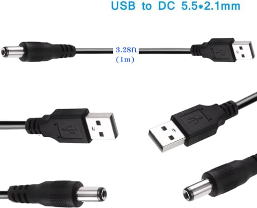 USB naar DC 5V Plug, 8-in-1 USB A naar Hollow Plug, DC Adapter Kabel voor Routers, Mini Fans, Speakers en andere 5V-apparaten (1m, zwart) 4