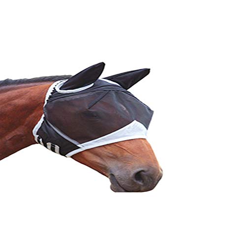 Paardenvliegmaskers Ademend paardenmasker tegen muggenmasker doorschijnend Masker met oren Fringe voor paard