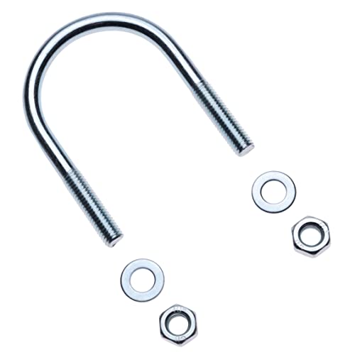 M8 U Bolt met Noten en Sluitringen, U-Shaped Ronde Bevestigingsmiddelen voor 33,7mm (1") Pijp Diameter, Gegalvaniseerd Staal U Bolt Tube Ondersteuning Ronde Bend Clamp (5 PCS)
