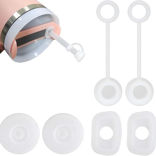 Siliconen Spill Proof Stopper, Straw Cover, Siliconen, Leakproof Siliconen Stops, met 2 Straw Lids, 2 Square Spill Stoppers, 2 Ronde Leak Stoppers, voor Stanley Cup H2.0 100ml Cup Accessoires
