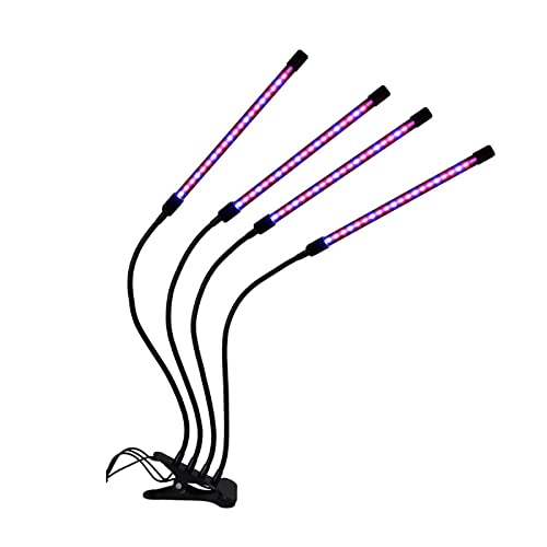 Groei Lichte plantenverlichting voor binnenplanten, volledig spectrum Clip Plant Groeilamp met roodblauwe LED's, 9 dimbare niveaus Auto AAN & Uit met 3/9/12H Timer, Verstelbare ganzenhals voor verschillende plantengroei