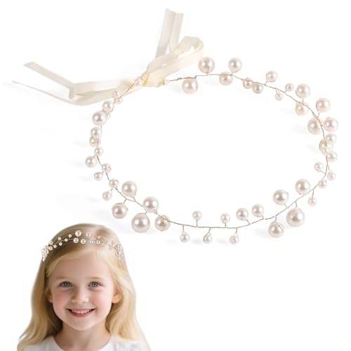 Parel Hoofdstuk voor meisjes, Delicaat Eerste Communie Headdress Parel Hoofdband Haar Accessoires Bloem Meisjes voor Verjaardagen Bruiloften Engagements Communie partijen