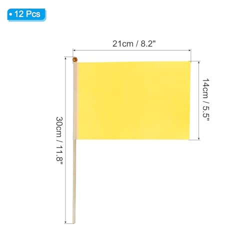 20x13cm Mini vlakte vlaggen,12Stuks platte witte vlaggen kleine hand Held Graffiti vlag voor DIY verjaardag feest opening,Geel