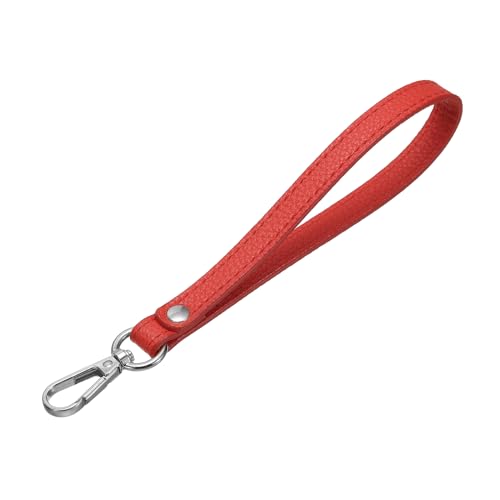 PU lederen sleutelhanger met metaal zilver Ring Sleutelhanger slot Anti-Loss Gesp voor Wallet Bag Rood Zilver Rood 20cm 3