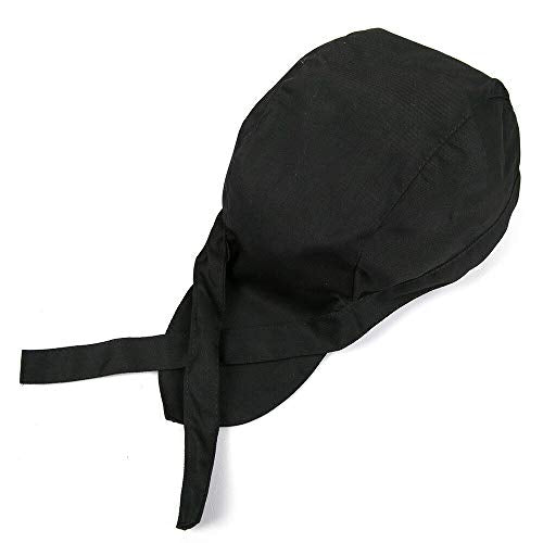 Mode keuken kokmutsen Hotel Chef Ober Cap Canvas Elastische Skull Cap Pirate Cap Professional Catering Chef hoed Bandana Cap Ribbon Cap Turban, zwarte set, Eén maat