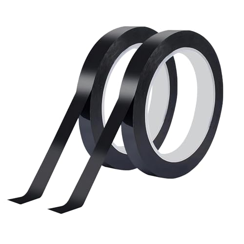2 Rolls Isolatie Tape, 10mm x 66m Positionering Tape Mylar Tape, Zelfklevende Tape voor Whiteboard, Label, Decoratie, Zwart
