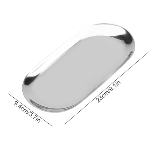 Nordic Style Roestvrij staal, Kabinet, schuren en schuren Schuren Opslagbakken Handdoek Cosmetics sieraden Fruit Cake Plate voor Office Home Desks (L-Zilver) 5