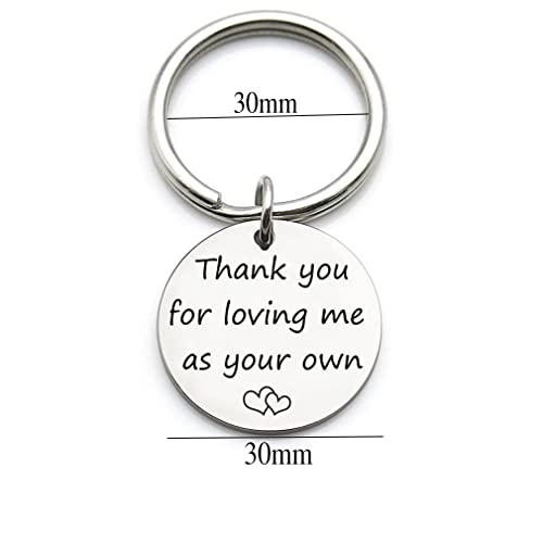 Boots Keychain Gifts Dank u voor het houden van mij als uw eigen sleutelhanger stiefmoeder Gift, stiefvader Gift, adoptie sleutelhanger, zilver, M, zilver