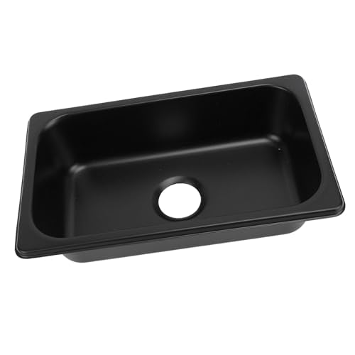 RV 304 Roestvrij stalen aanrecht Rechthoekige handbak met 40mm riooluitlaat voor boten Caravan Yachts boten (Spray Black GR‐1465B)