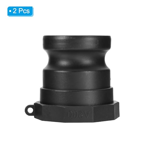 Poly Cam Lock Fittings, 2 stuks Deel Een 2 Inch Mannelijke Adapter x 2 Inch Vrouwelijke NPT Wire Cam Groove Slang past polypropyleen Cam Lock Fittings, Zwart 3