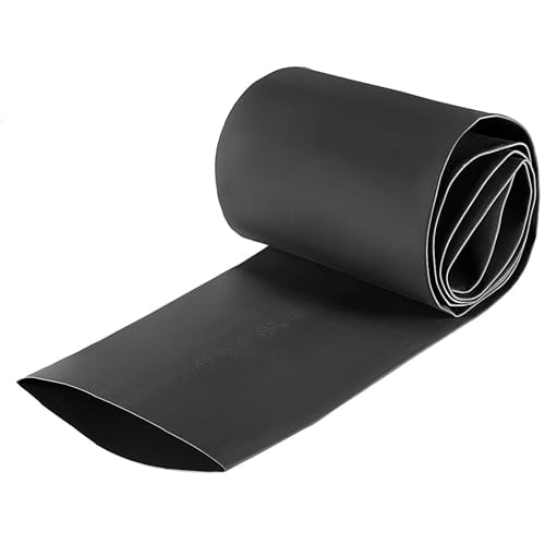 70mm Dia 113mm Flat Heat Shrink Tubing Wrapping Slang, 1m Lengte Elektrische isolatie Warmte Heat Shrink Wrapping Cable Cover, 2:1 Ratio Waterdichte Covers voor elektrische isolatie en reparaties, Zwart
