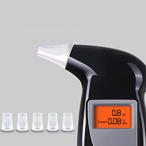 Blaas Alcohol Detector, Adem Alcohol Tester Zwarte draagbare gevoelige hoge nauwkeurigheid Air Blow Alcohol Tester met 5 Nozzles 4