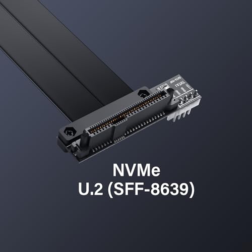 PCIe 3.0 X4 tot U.2 SFF-8639 Extension Cable - PCIe 4X Man tot U.2 NVMe SSD Riser Cable (20cm, 90 graden)