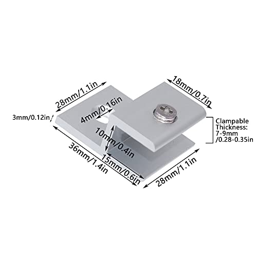 H-vorm glazen klemmen met dikke klemarmen 2 st ruimte aluminium glas beugel geen boren, 7-9MM