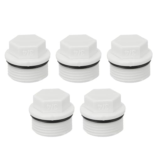 G3/4" Exterieur Hex Man Thread PPR Pipe Fitting End Cap Connector Plug, 5Pcs Tuin Irrigatie Water Tubing Stopper voor het voorkomen van lekkage, wit