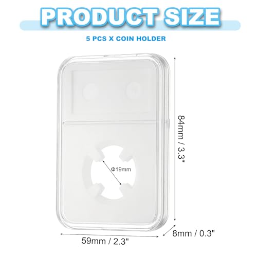 19mm Coin Lab Display Holder, 5 stuks Clear Coin Case Opbergvak Plastic Four Point Box voor Coin Collection Organiseren Bescherming