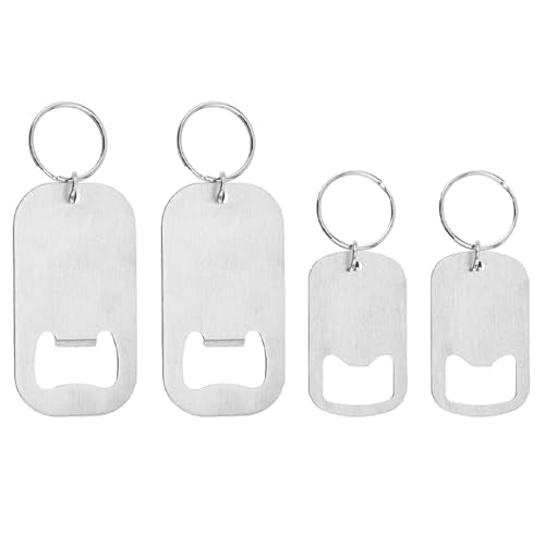 4 st. Flat Bottle Opener Keychain Bier Fles Opener Roestvrij stalen Keychain Bier Soda Fles Opener Draagbaar voor thuis Keuken Bar Party Restaurant