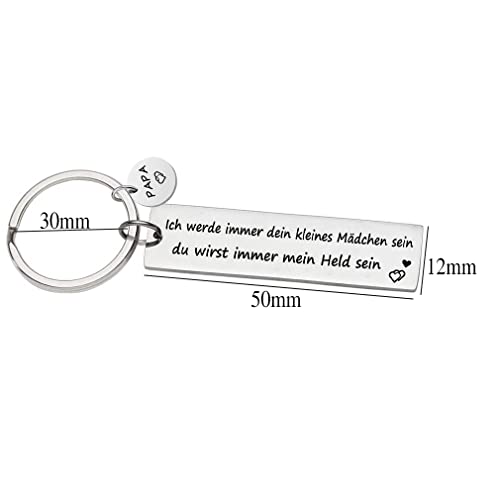 Papa geschenk "Ich werde immer dein little girl," je zal altijd mijn held sleutelhanger Beste papa Ooit sieraden Vaderdag cadeau verjaardag cadeau van dochter aan vader, zilver, M