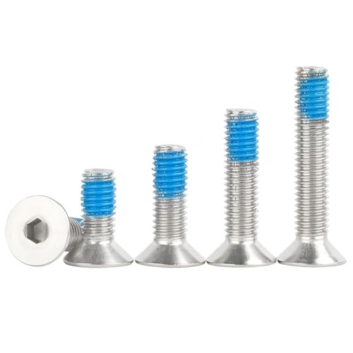 Verpakking van 20 verzonken schroeven M4 x 20 mm met zeshoekige stopcontact standaard DIN 7991, kleine schroeven met schroefdraad met coating van Threadlock