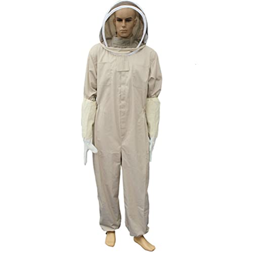 Beekeeping Suit Veil Cap Hoed Kleding Professional Volledig lichaam Geventileerde Beekeeper Beschermende Suit (jas jas en broek) Beeeeping Costume Equipment Tools (L, Katoen-Round Veil)
