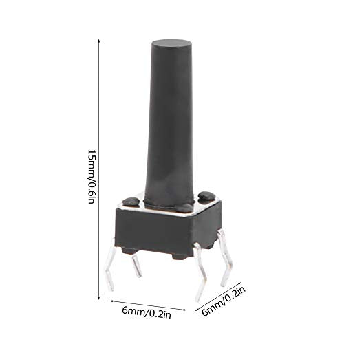 100st Instantane klokschakelaar, Technische Plastic Micro Knoppen, DC12V, 50mA DIP, 6x6x15mm, Instantane klokschakelaar, Microknop, DIP-schakelaar 4